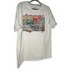 Street Fighter II 1991 T-Shirt Short Sleeve Get Ready To Rumble White graphic‎ T